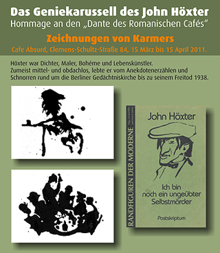 Plakat zur Karmers Ausstellung Das Geniekarussell des John Höxter